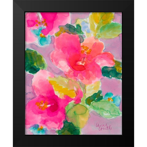 April Hibiscus Black Modern Wood Framed Art Print by Loreth, Lanie