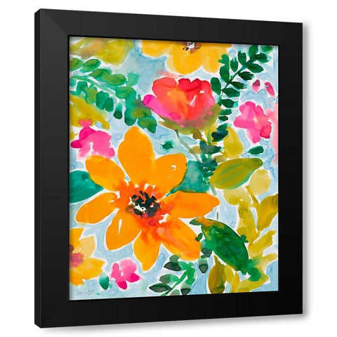 Bright and Cheery Blooms Black Modern Wood Framed Art Print with Double Matting by Loreth, Lanie