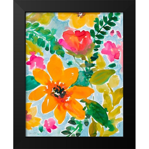 Bright and Cheery Blooms Black Modern Wood Framed Art Print by Loreth, Lanie