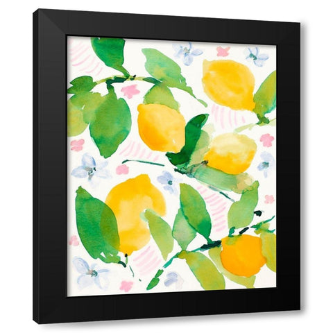 Garden Lemons Black Modern Wood Framed Art Print by Loreth, Lanie