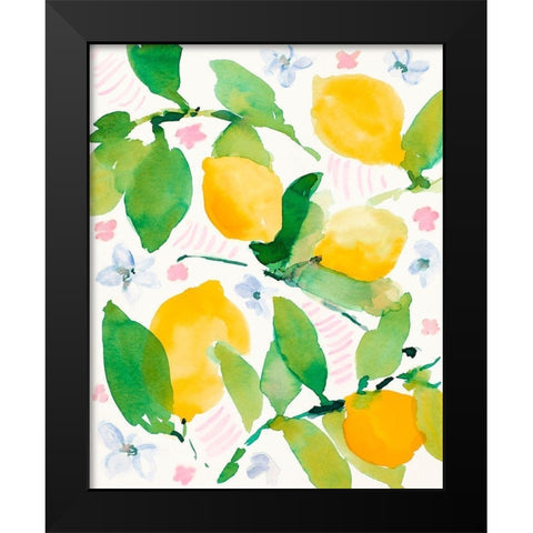 Garden Lemons Black Modern Wood Framed Art Print by Loreth, Lanie