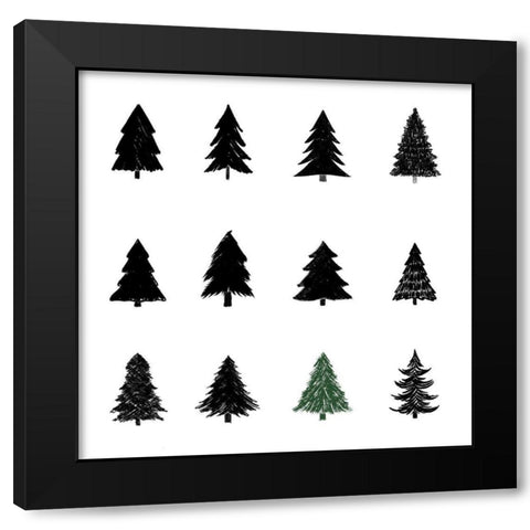Black Tree Pattern Black Modern Wood Framed Art Print with Double Matting by Navas, Emily