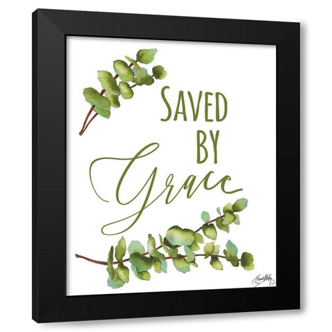 Saved By Grace Black Modern Wood Framed Art Print by Medley, Elizabeth