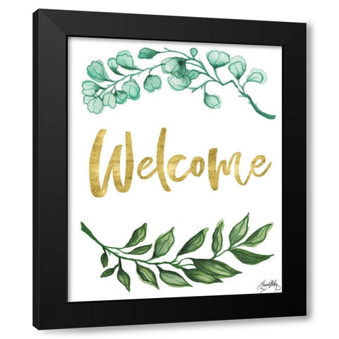 Welcome Black Modern Wood Framed Art Print with Double Matting by Medley, Elizabeth