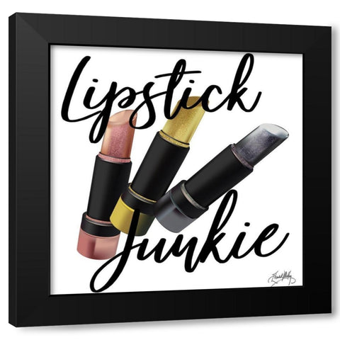 Lipstick Junkie Black Modern Wood Framed Art Print with Double Matting by Medley, Elizabeth