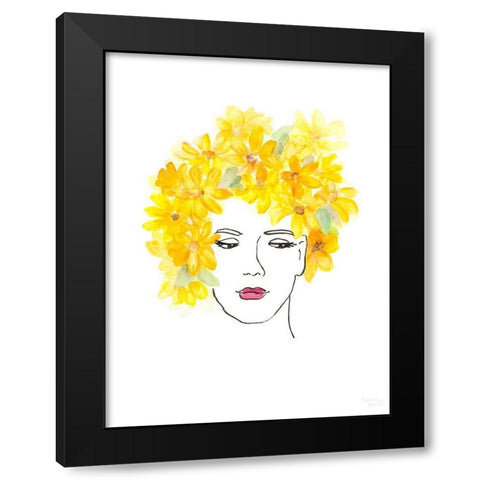 Girl With Daisies In Her Hair Black Modern Wood Framed Art Print by Loreth, Lanie