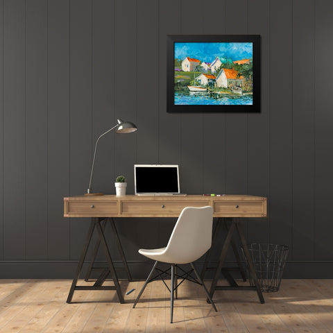 Lake Town Black Modern Wood Framed Art Print by Slivka, Jane