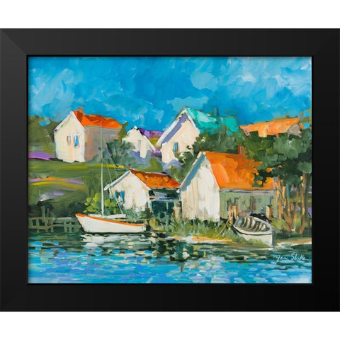 Lake Town Black Modern Wood Framed Art Print by Slivka, Jane