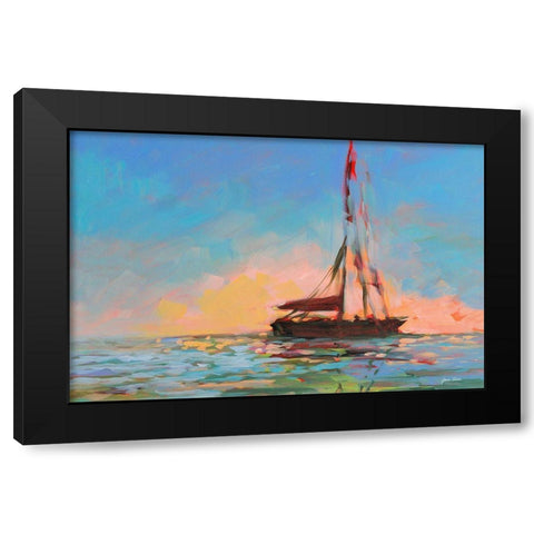 Sailboat On The Horizon Black Modern Wood Framed Art Print by Slivka, Jane