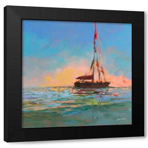 Sailboat On The Horizon Black Modern Wood Framed Art Print by Slivka, Jane