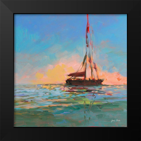 Sailboat On The Horizon Black Modern Wood Framed Art Print by Slivka, Jane