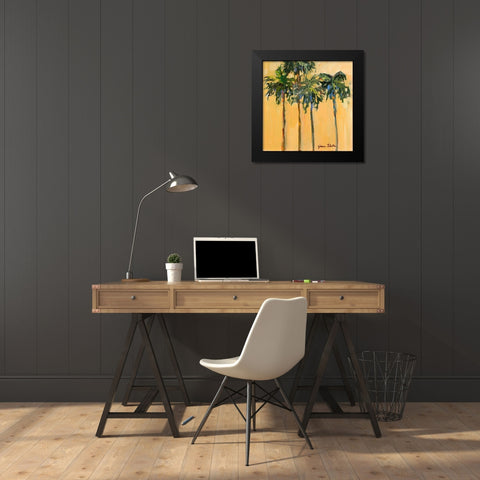 Tropical Palms on Yellow Black Modern Wood Framed Art Print by Slivka, Jane