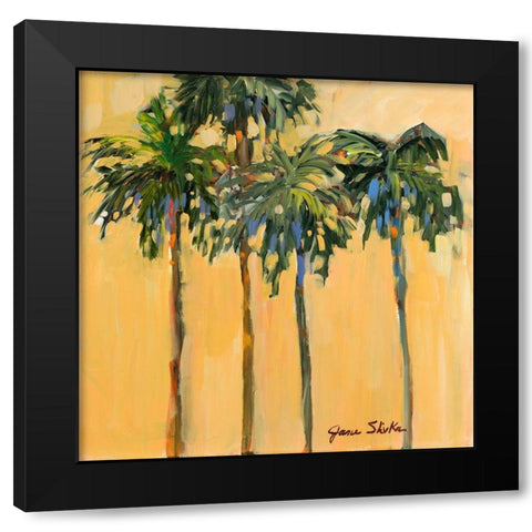 Tropical Palms on Yellow Black Modern Wood Framed Art Print by Slivka, Jane
