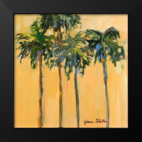 Tropical Palms on Yellow Black Modern Wood Framed Art Print by Slivka, Jane