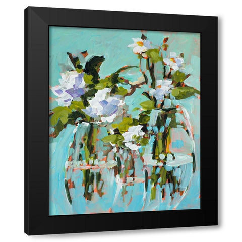 Flowers In Vases Black Modern Wood Framed Art Print by Slivka, Jane
