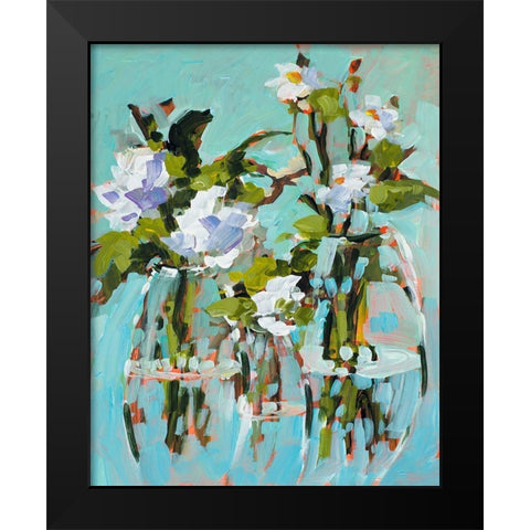 Flowers In Vases Black Modern Wood Framed Art Print by Slivka, Jane