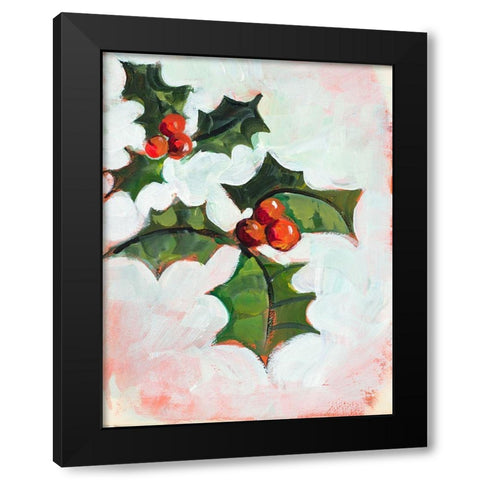 Mistletoe Holiday Black Modern Wood Framed Art Print with Double Matting by Slivka, Jane