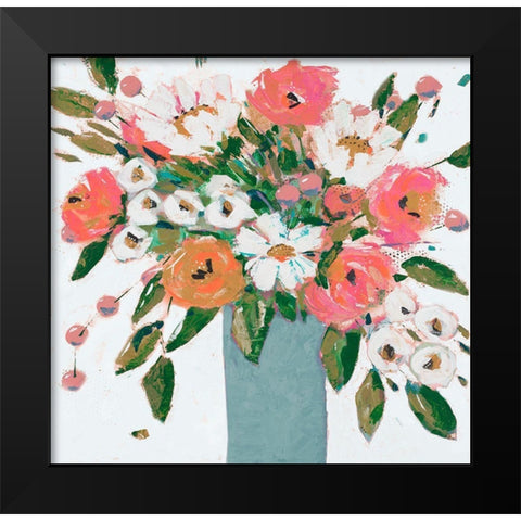 A Burst Of Pink Joy Black Modern Wood Framed Art Print by Krinlox