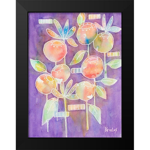 Bubble Blossoms on Violet Black Modern Wood Framed Art Print by Krinlox