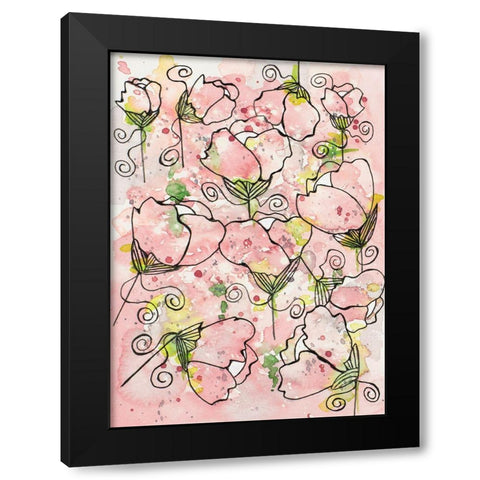 Pretty Pink and Peppy Black Modern Wood Framed Art Print with Double Matting by Krinlox
