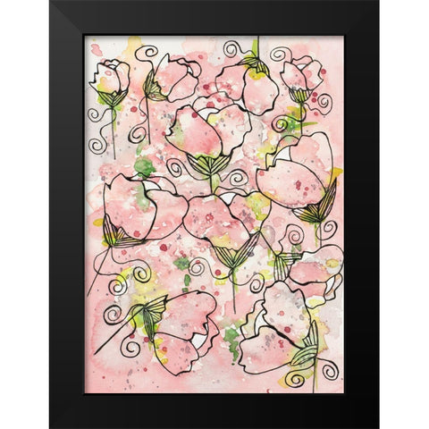 Pretty Pink and Peppy Black Modern Wood Framed Art Print by Krinlox