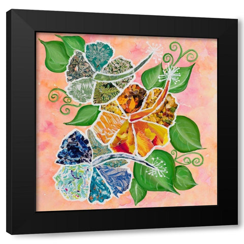 Hibiscus Bouquet Collage Black Modern Wood Framed Art Print with Double Matting by Ritter, Gina