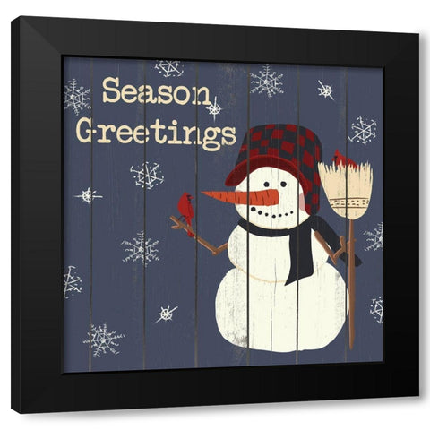 Cardinals And Snowmen II Black Modern Wood Framed Art Print by SD Graphics Studio