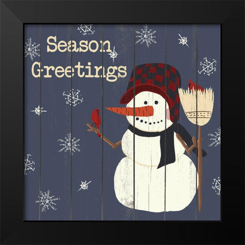 Cardinals And Snowmen II Black Modern Wood Framed Art Print by SD Graphics Studio