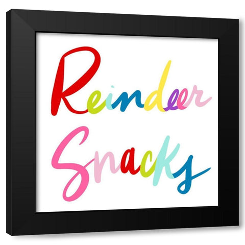 Reindeer Snacks Black Modern Wood Framed Art Print by SD Graphics Studio