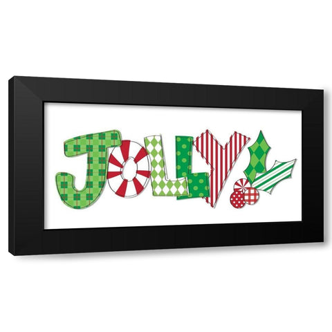 Christmas Wrapped Jolly Black Modern Wood Framed Art Print with Double Matting by SD Graphics Studio