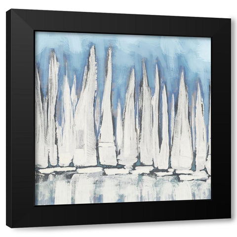 White Sailboat Crowd I Black Modern Wood Framed Art Print with Double Matting by Meneely, Dan