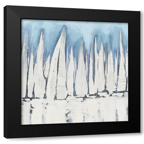 White Sailboat Crowd II Black Modern Wood Framed Art Print with Double Matting by Meneely, Dan