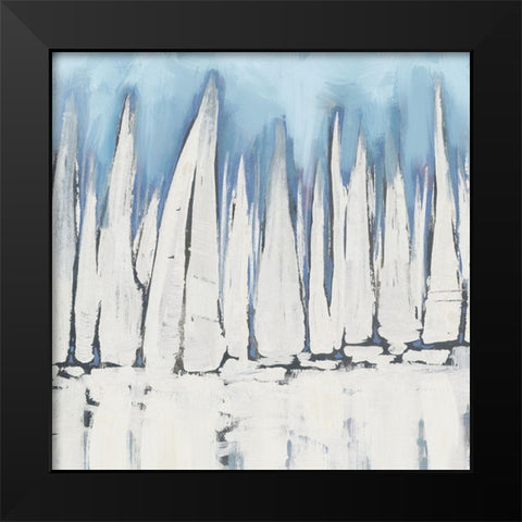 White Sailboat Crowd II Black Modern Wood Framed Art Print by Meneely, Dan