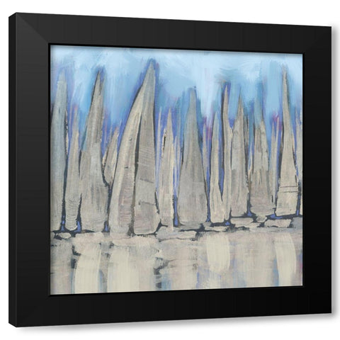 Sailboat Crowd II Black Modern Wood Framed Art Print by Meneely, Dan