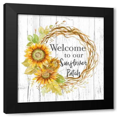 Welcome To Our Sunflower Patch Black Modern Wood Framed Art Print with Double Matting by Pinto, Patricia