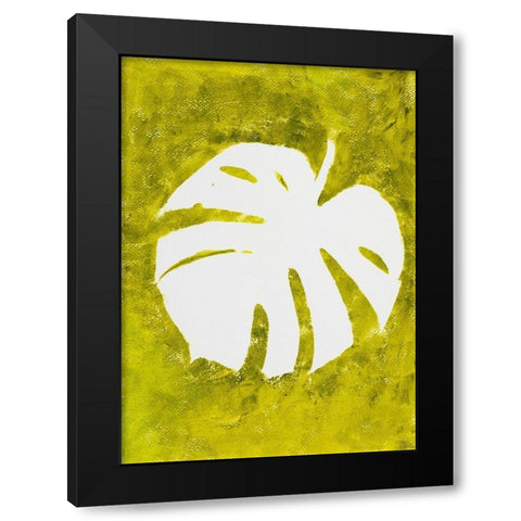 Tropical Leaf Stamp White Black Modern Wood Framed Art Print by Pinto, Patricia