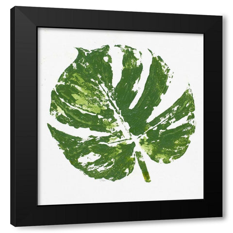 Tropical Leaf Stamp Black Modern Wood Framed Art Print by Pinto, Patricia