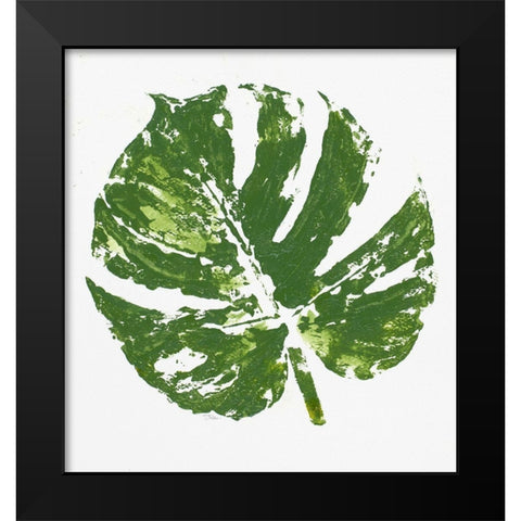 Tropical Leaf Stamp Black Modern Wood Framed Art Print by Pinto, Patricia