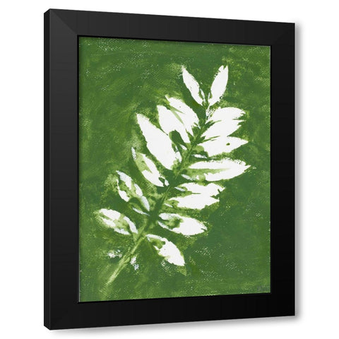 Tropical Leaf Branch Stamp White Black Modern Wood Framed Art Print with Double Matting by Pinto, Patricia