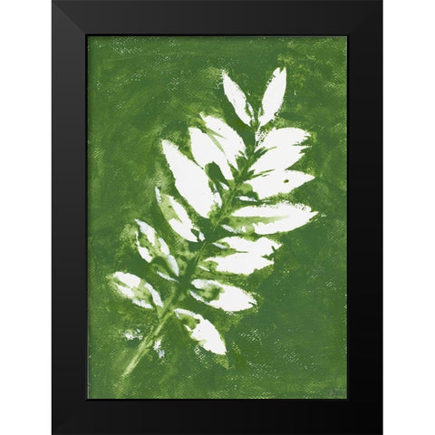 Tropical Leaf Branch Stamp White Black Modern Wood Framed Art Print by Pinto, Patricia