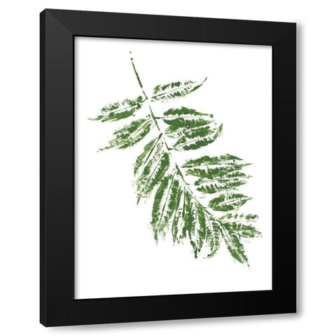 Tropical Leaf Stamp Branch Black Modern Wood Framed Art Print with Double Matting by Pinto, Patricia