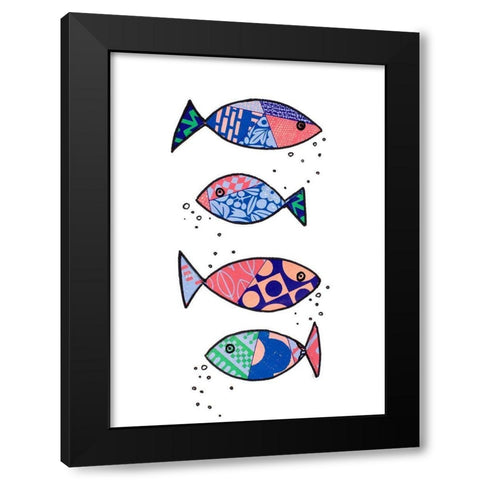Tropical Fish Collage I Black Modern Wood Framed Art Print by Pinto, Patricia