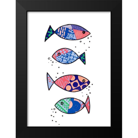 Tropical Fish Collage I Black Modern Wood Framed Art Print by Pinto, Patricia