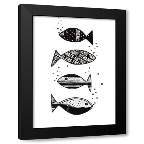 Tropical Fish Collage II Black Modern Wood Framed Art Print with Double Matting by Pinto, Patricia