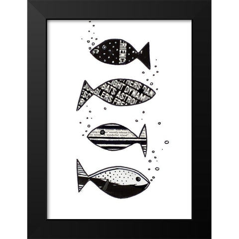 Tropical Fish Collage II Black Modern Wood Framed Art Print by Pinto, Patricia