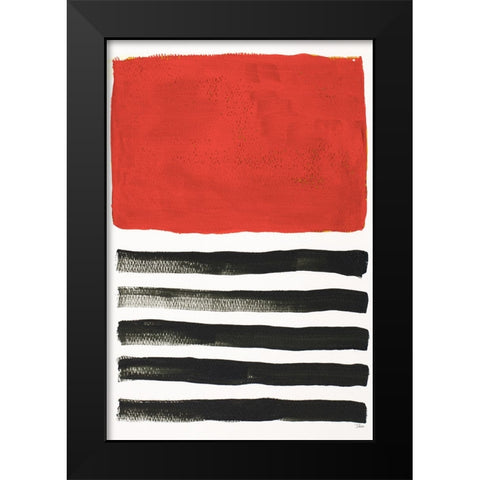 Red Jungle Time Black Modern Wood Framed Art Print by Pinto, Patricia