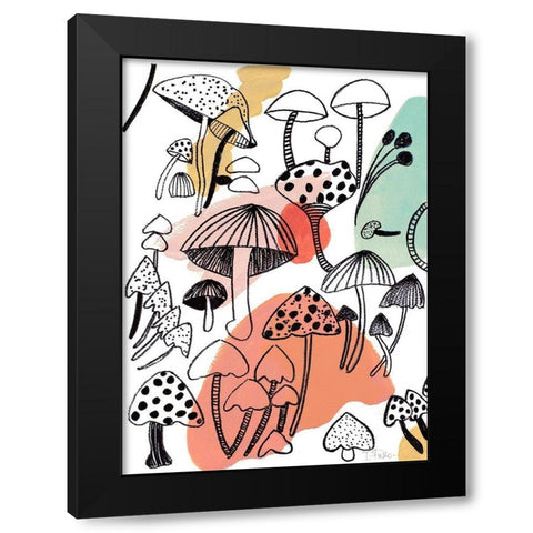 Fashion Mushrooms Black Modern Wood Framed Art Print with Double Matting by Pinto, Patricia