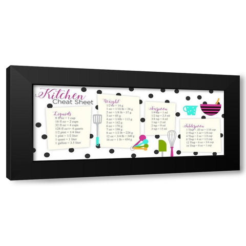 Kitchen Cheat Sheet Black Modern Wood Framed Art Print by Quach, Anna