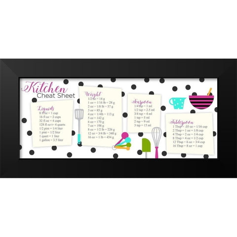 Kitchen Cheat Sheet Black Modern Wood Framed Art Print by Quach, Anna