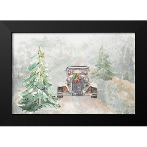 Old Time Road at Christmas Black Modern Wood Framed Art Print by Pinto, Patricia